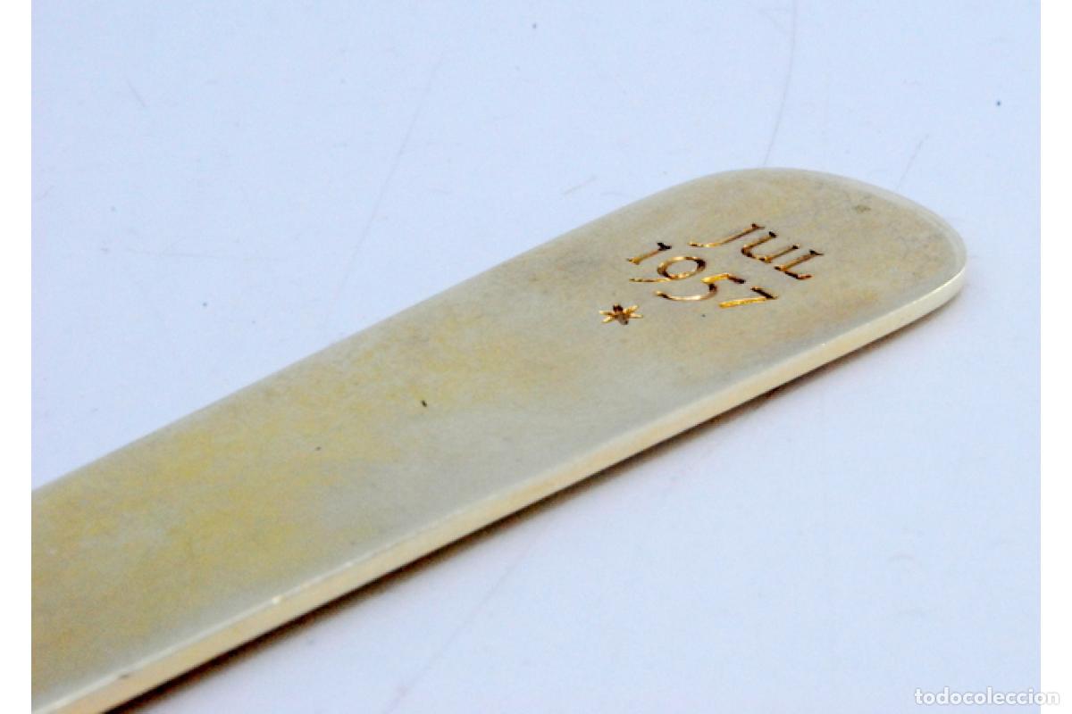 Antig&uuml;edades: Cuchara de postre de plata ba&ntilde;ada en oro - Infantil - Foto 5