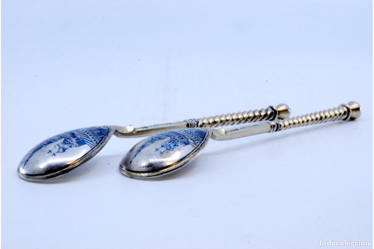 Antig&uuml;edades: 2 cucharas de postre de plata - Foto 3
