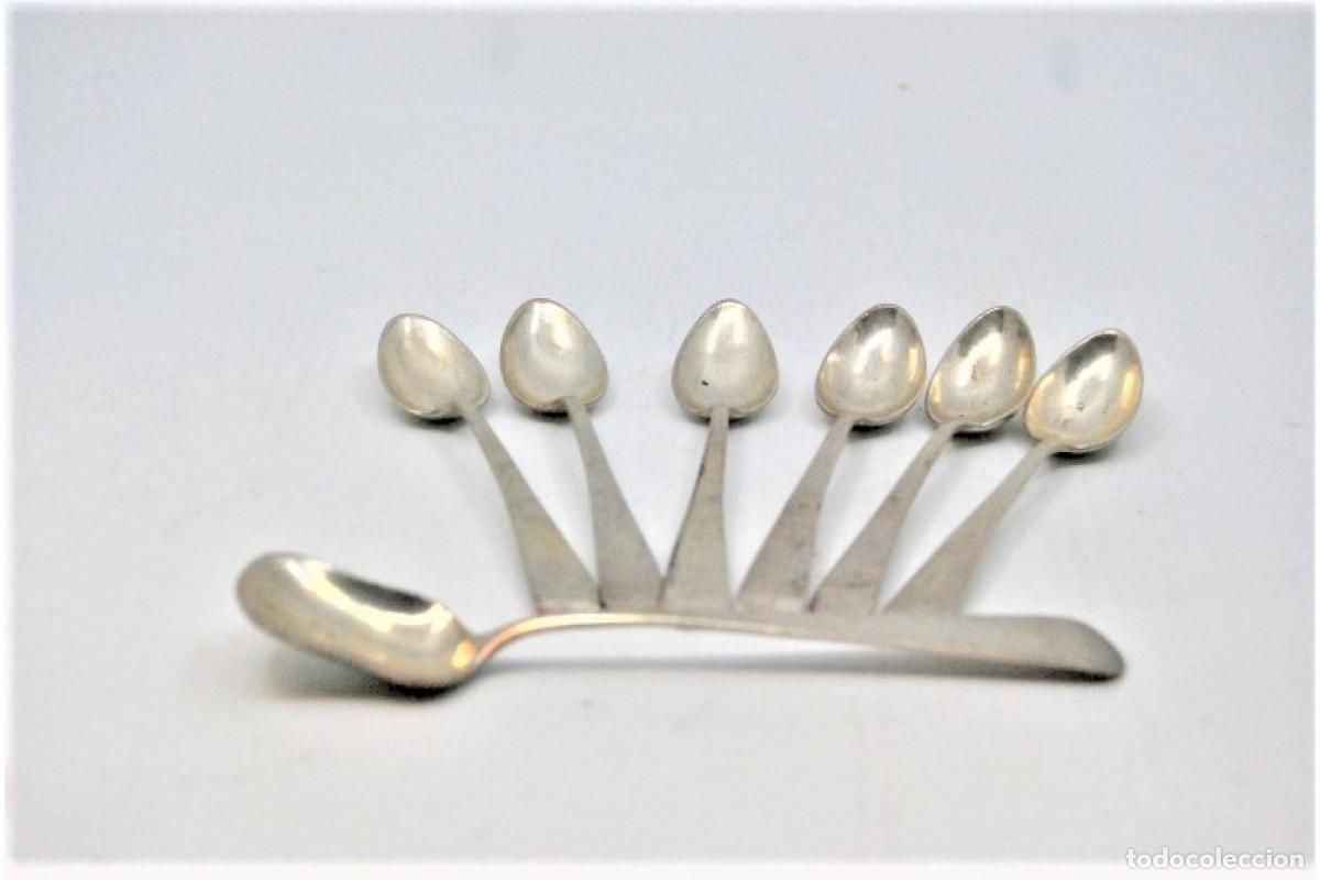 Antig&uuml;edades: Juego de 6 cucharas de caf&eacute; plateadas - Foto 4