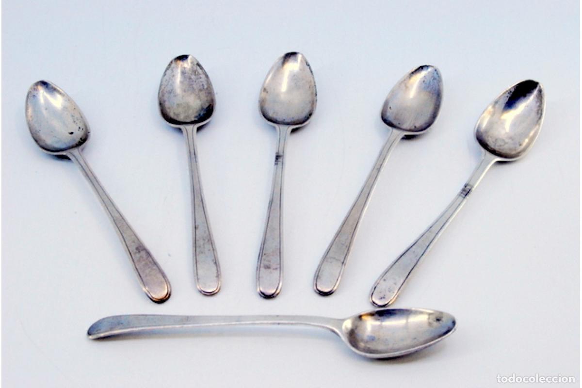 Antig&uuml;edades: Juego de 6 cucharas de caf&eacute; plateadas - Foto 2