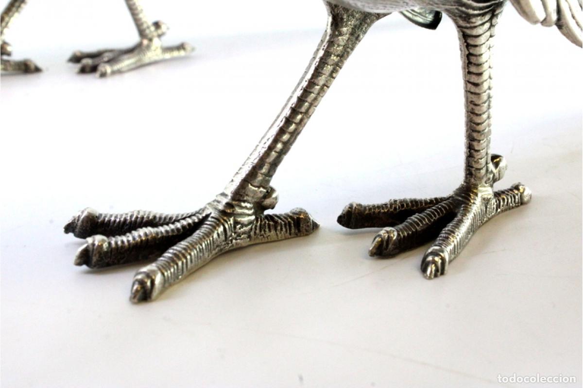 Antig&uuml;edades: Conjunto de faisanes (pareja) en plata - Foto 2