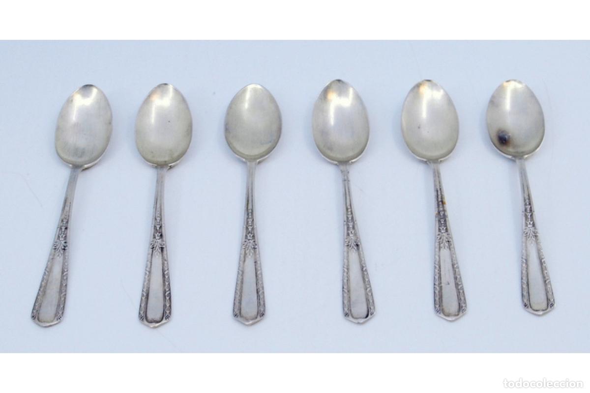 Antig&uuml;edades: Juego de 6 cucharas de caf&eacute; plateadas - Foto 2