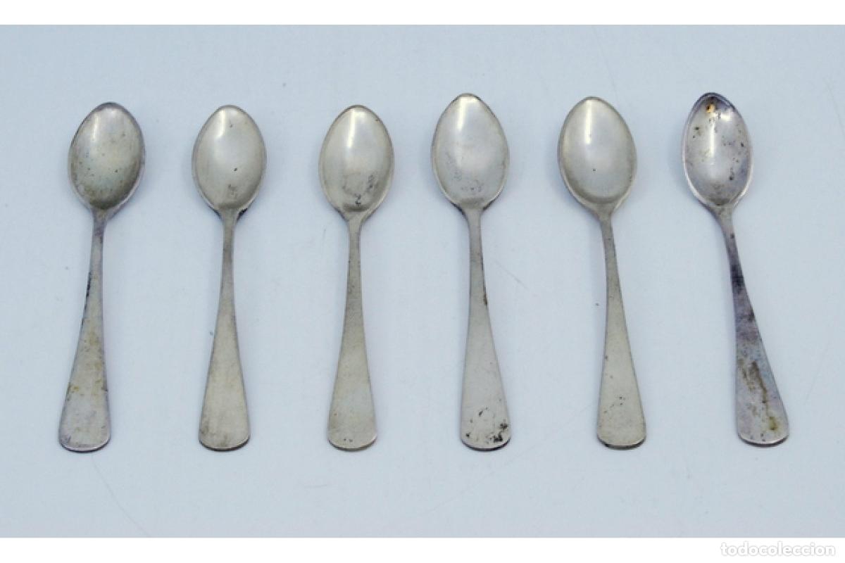 Antig&uuml;edades: Juego de 6 cucharas de caf&eacute; plateadas - Foto 2