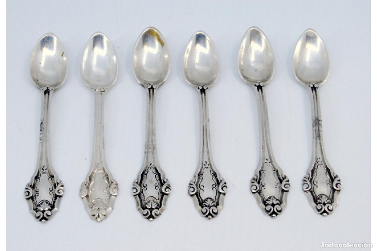 Antig&uuml;edades: Juego de 6 cucharas de caf&eacute; plateadas - Foto 2