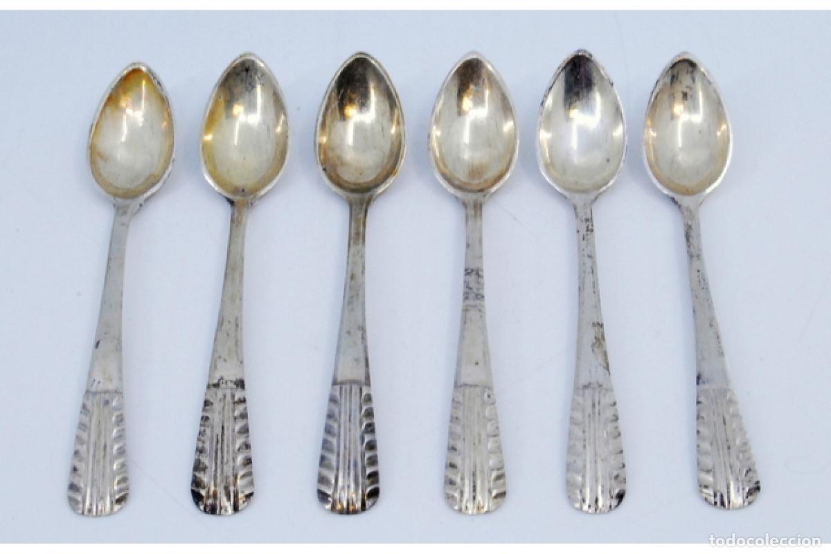 Antig&uuml;edades: Juego de 6 cucharas de caf&eacute; plateadas - Foto 2