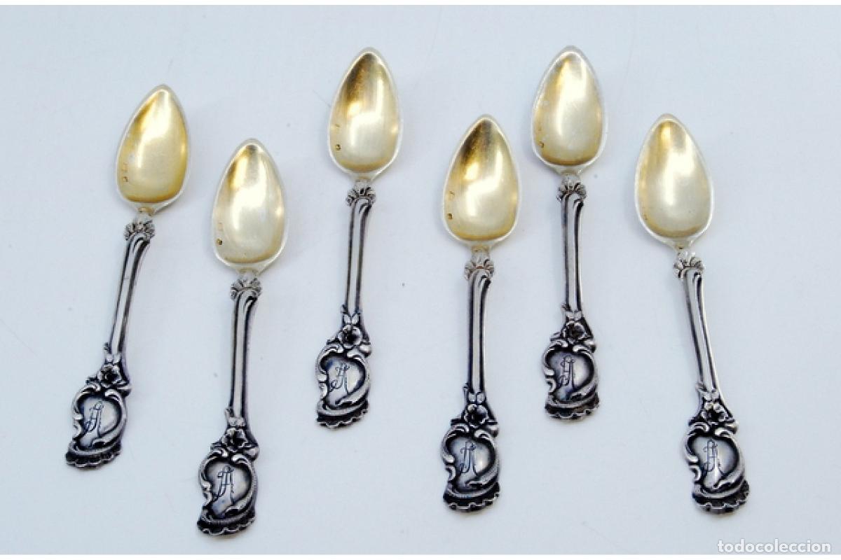 Antig&uuml;edades: Juego de 6 cucharas de caf&eacute; plateadas - Foto 2
