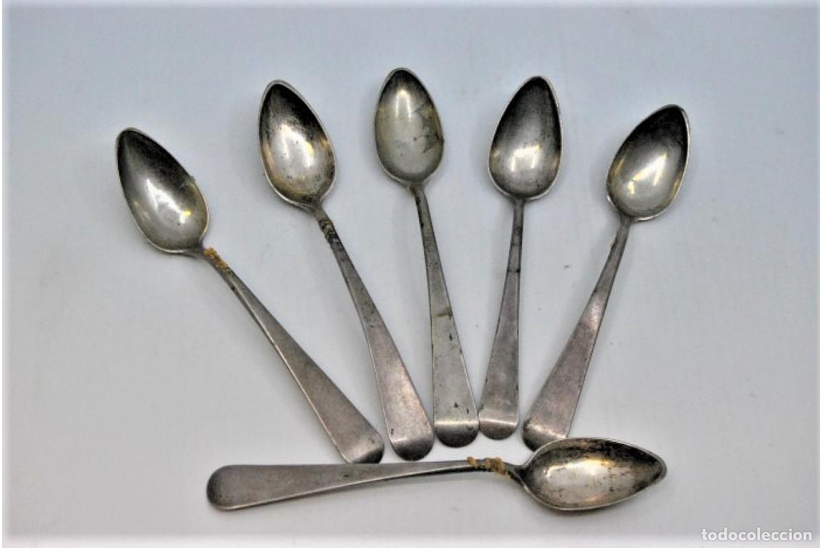Antig&uuml;edades: Juego de 6 cucharas de caf&eacute; plateadas - Foto 2