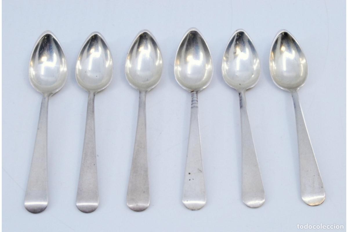 Antig&uuml;edades: Juego de 6 cucharas de caf&eacute; plateadas - Foto 2