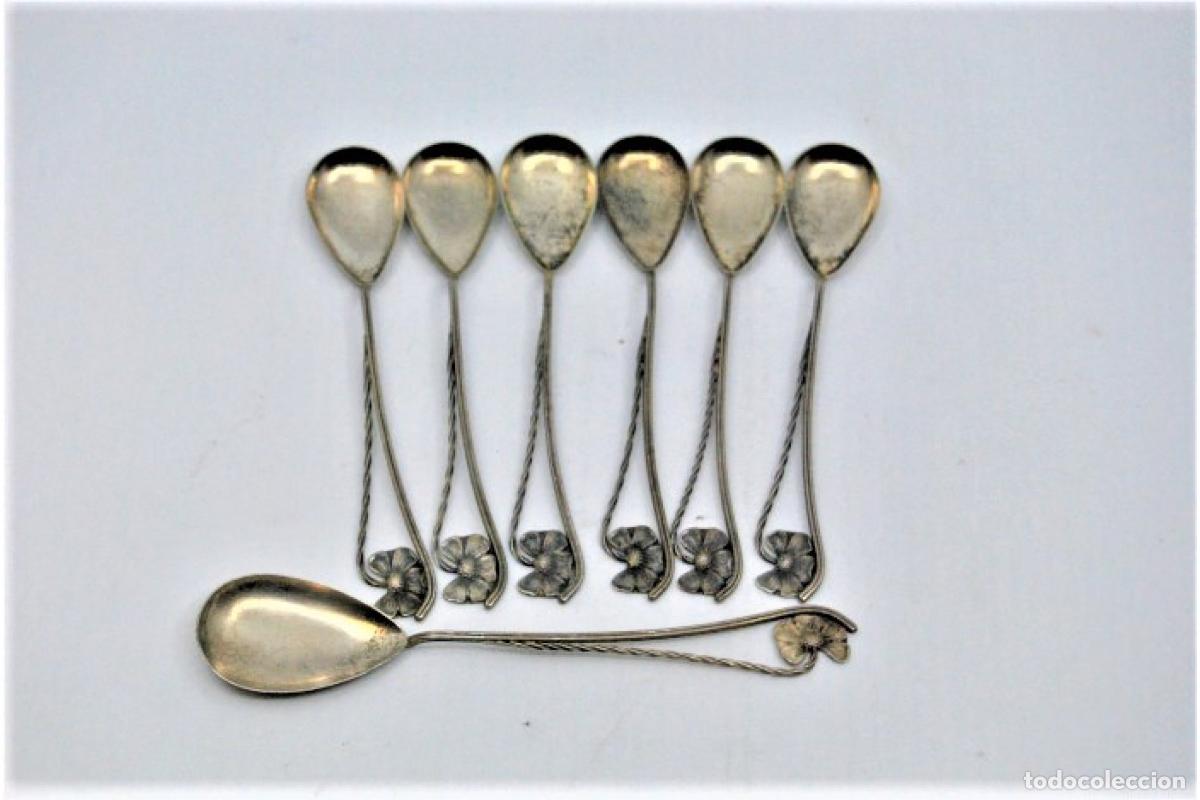 Antig&uuml;edades: Juego de 6 cucharas de caf&eacute; plateadas - Foto 5