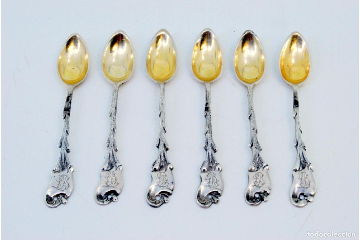 Antig&uuml;edades: Juego de 6 cucharas de caf&eacute; plateadas - Foto 2