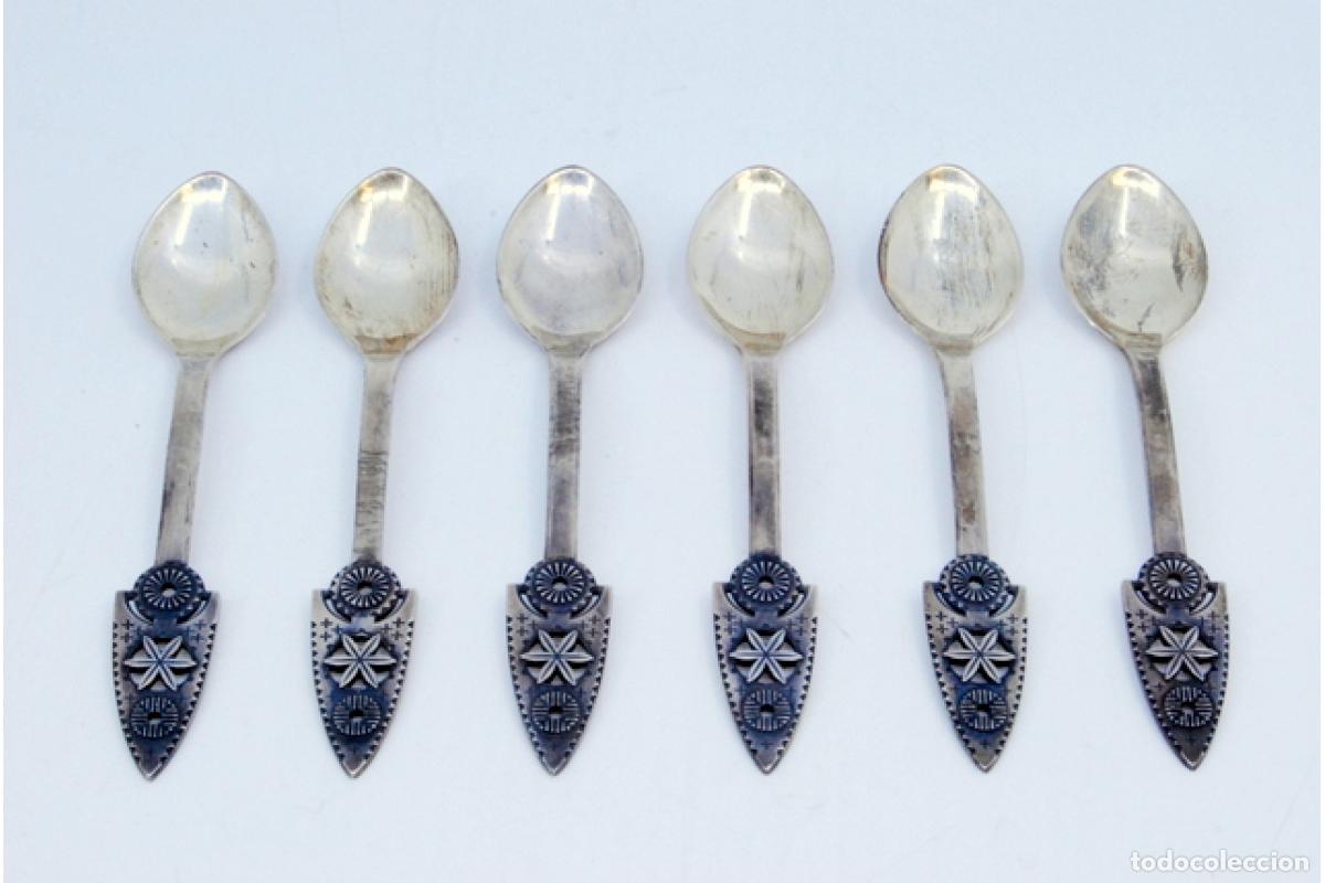 Antig&uuml;edades: Juego de 6 cucharas de caf&eacute; plateadas - Foto 2