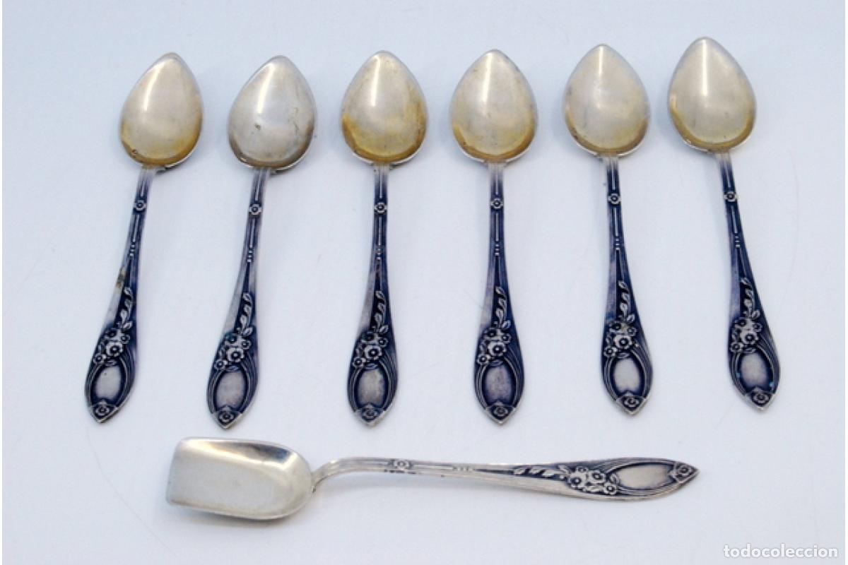 Antig&uuml;edades: Juego de 6 cucharas de caf&eacute; plateadas - Foto 2