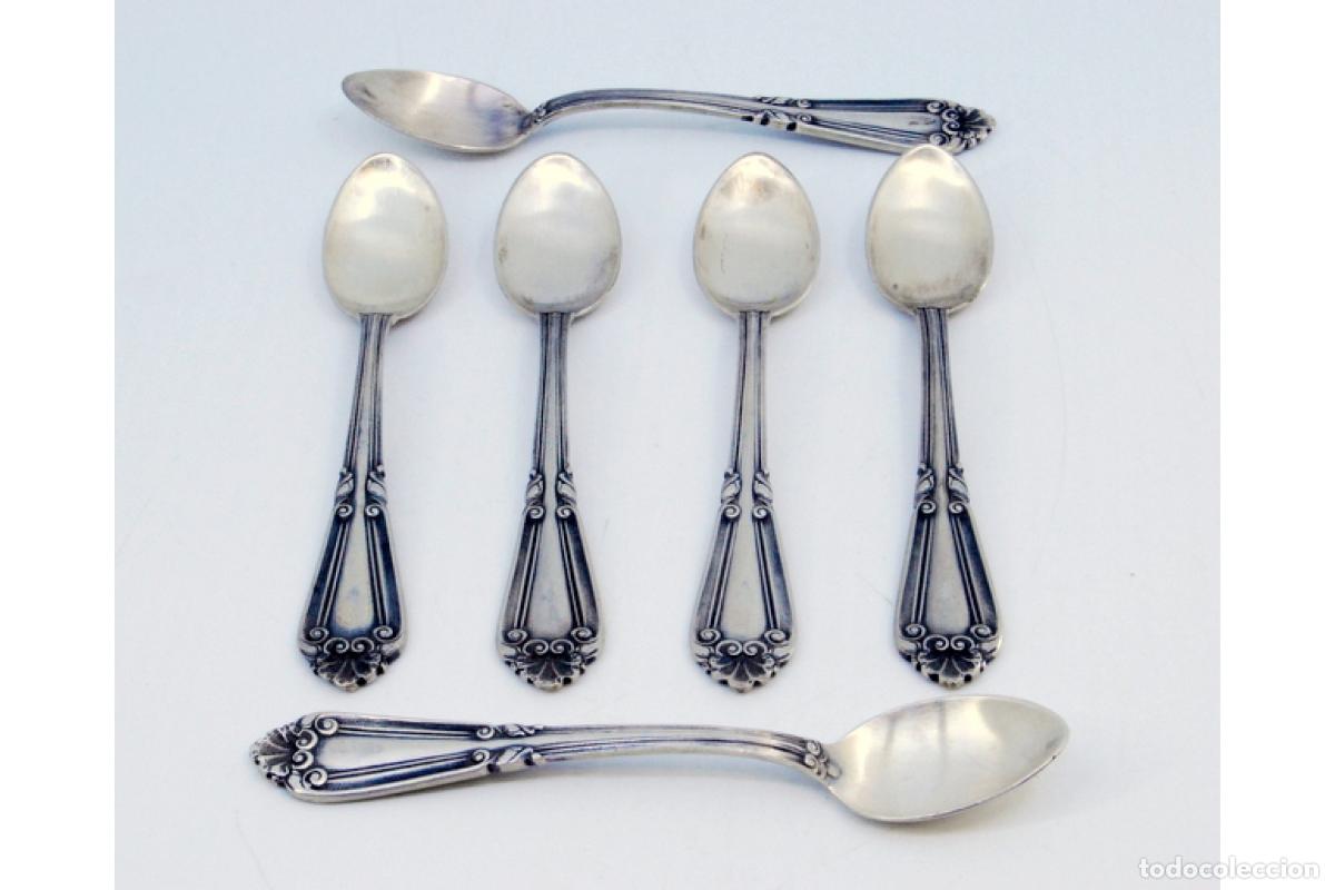 Antig&uuml;edades: Juego de 6 cucharas de caf&eacute; plateadas - Foto 2