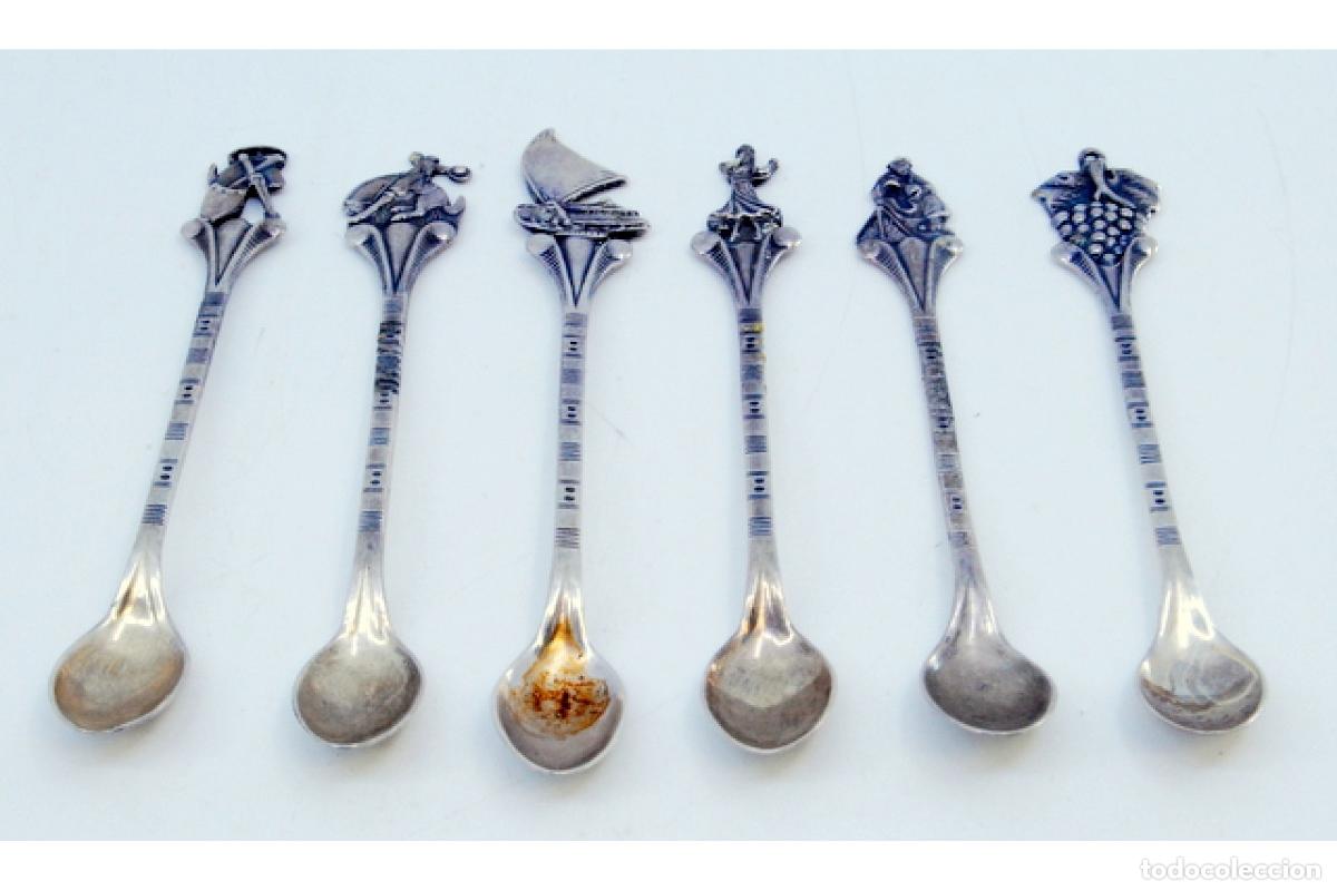 Antig&uuml;edades: Juego de 6 cucharas de caf&eacute; plateadas - Foto 2