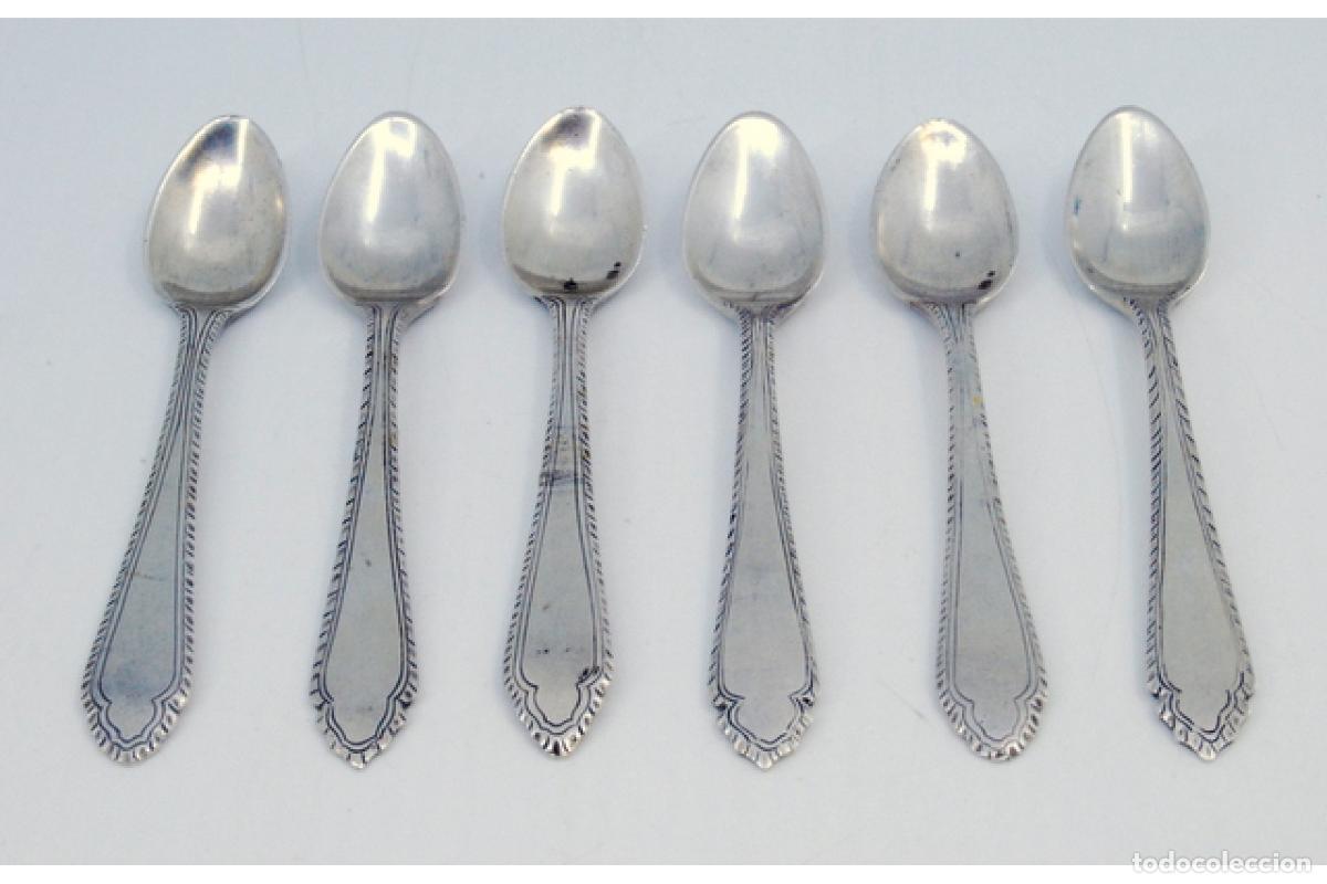 Antig&uuml;edades: Juego de 6 cucharas de caf&eacute; plateadas - Foto 2