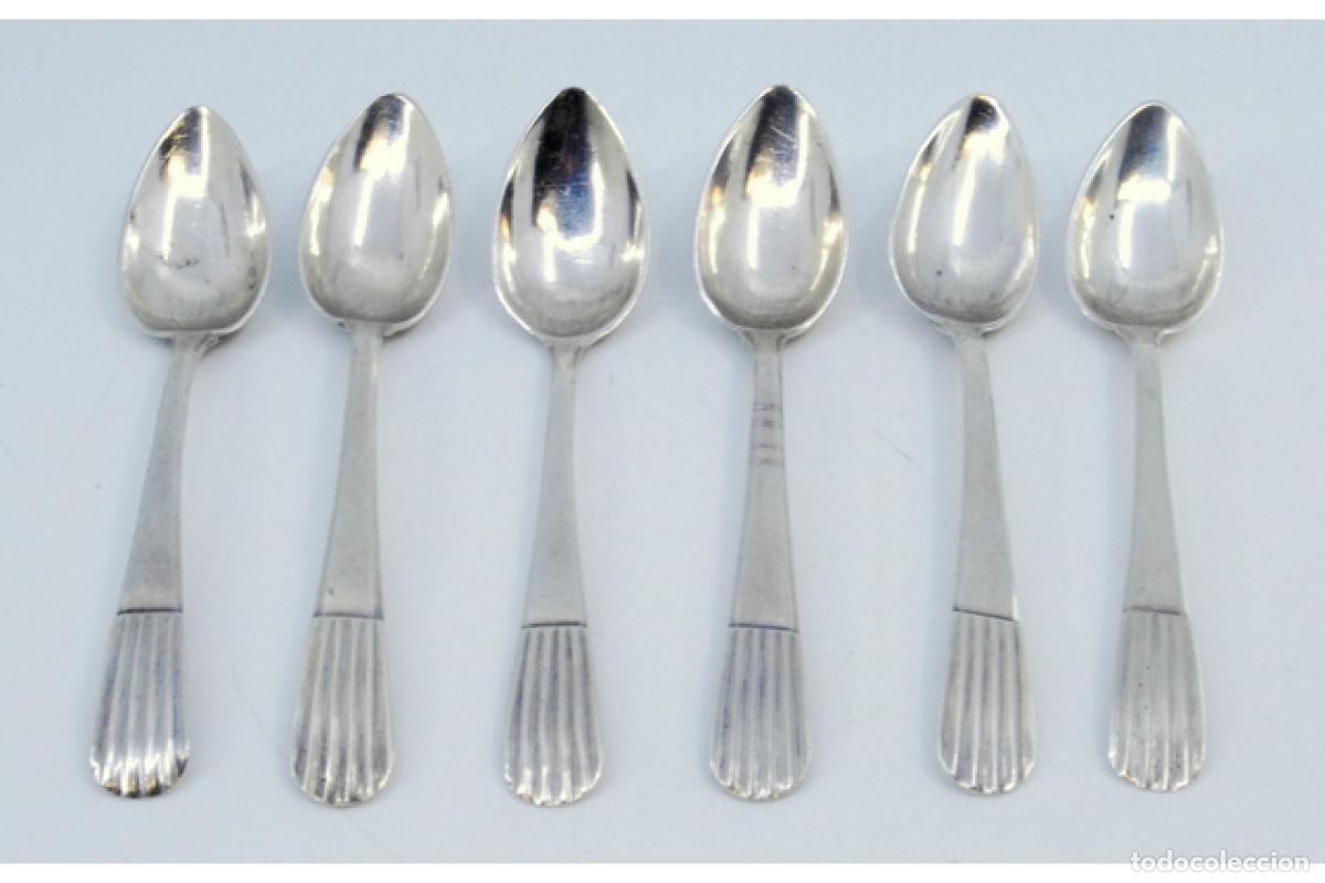 Antig&uuml;edades: Juego de 6 cucharas de caf&eacute; plateadas - Foto 2