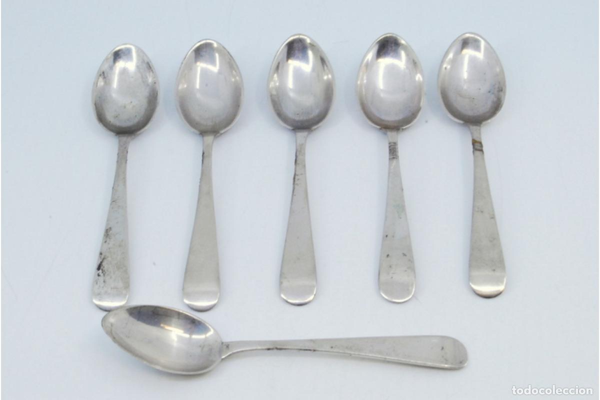 Antig&uuml;edades: Juego de 6 cucharas de caf&eacute; plateadas - Foto 2
