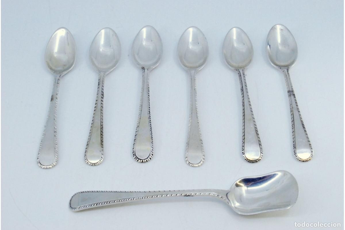 Antig&uuml;edades: Juego de 6 cucharas de caf&eacute; plateadas - Foto 2