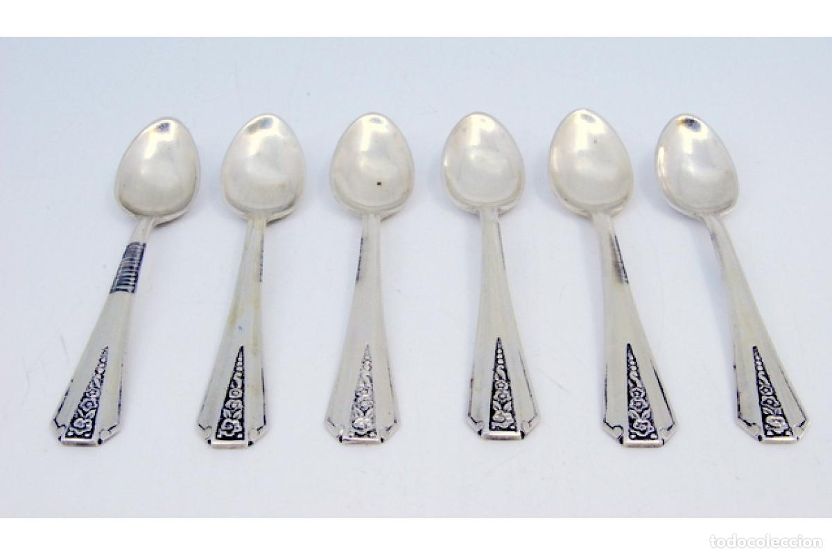 Antig&uuml;edades: Juego de 6 cucharas de caf&eacute; plateadas - Foto 2