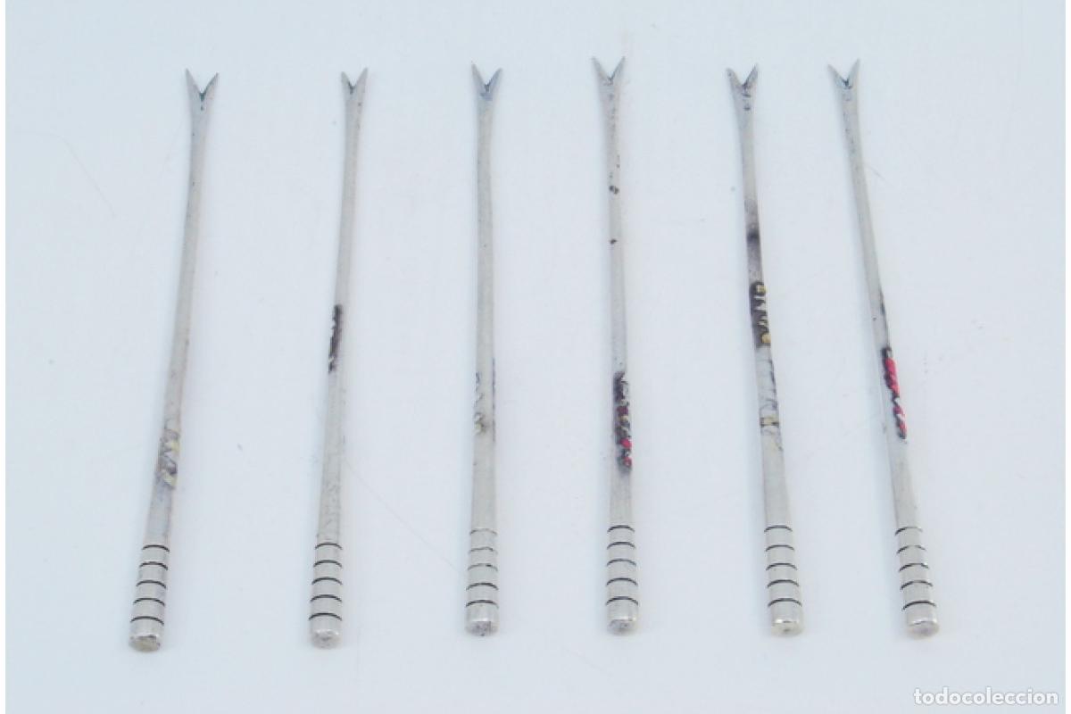 Antig&uuml;edades: Juego de 6 palillos de dientes de plata - Foto 2