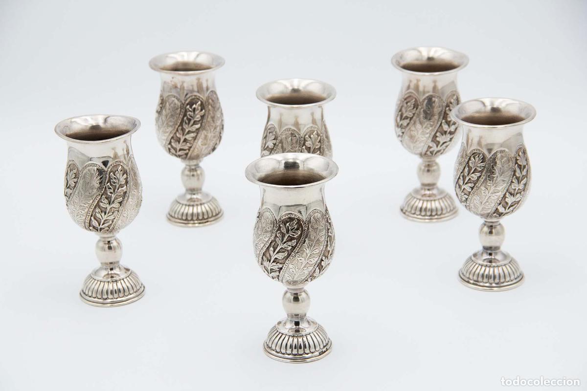 Antiguidades: Juego de 6 copas de plata