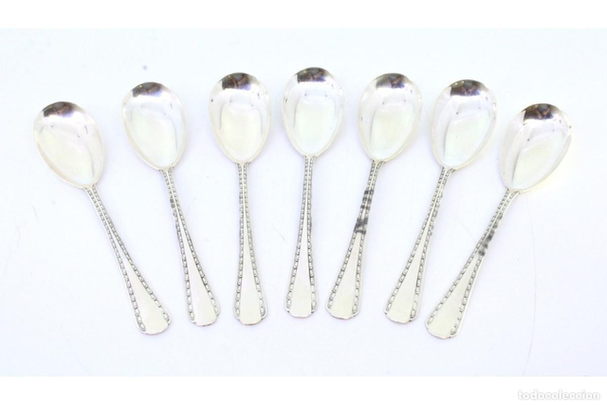 Antig&uuml;edades: Juego de 7 cucharas de helado plateadas - Foto 2