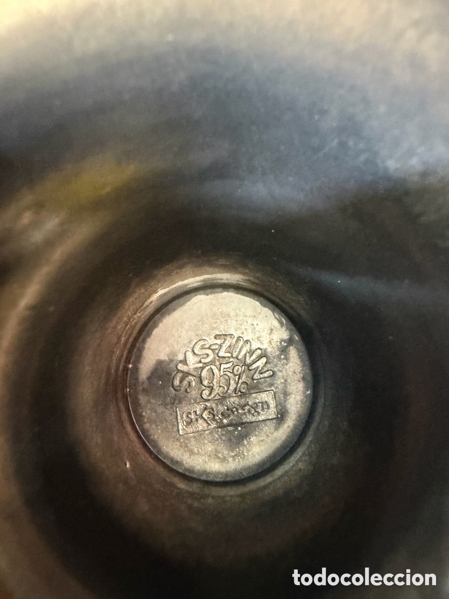 Antig&uuml;edades: Jarra y 2 vasos de esta&ntilde;o SKS Zinn - Foto 3