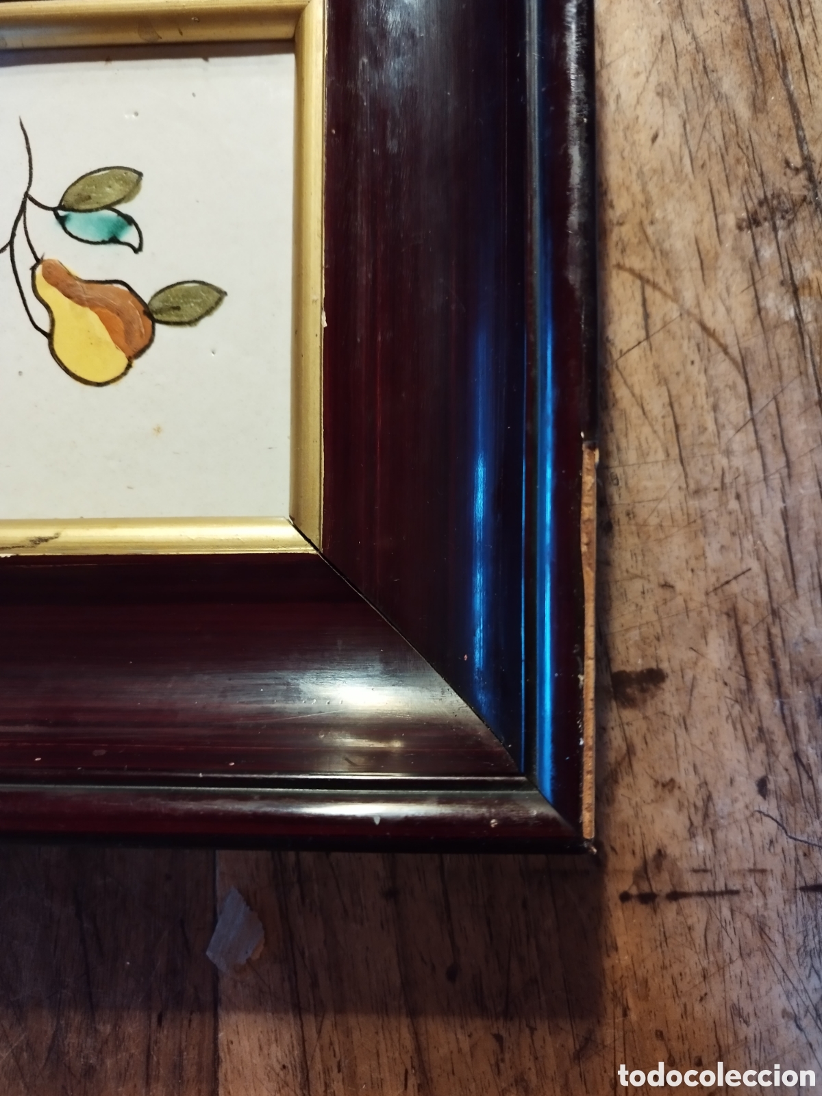 Antig&uuml;edades: AZULEJO CATAL&Aacute;N ENMARCADO - PERA - S. XVIII - Foto 4