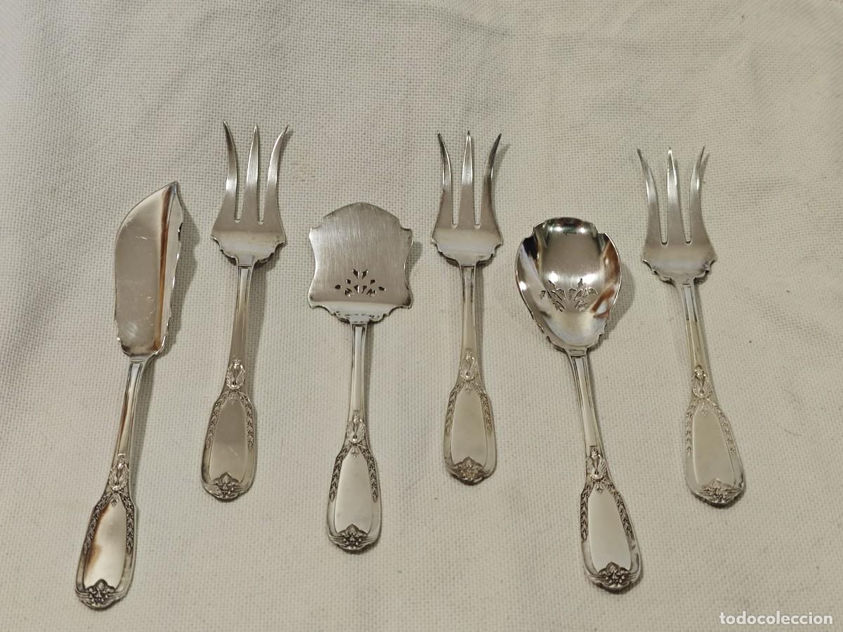 Antig&uuml;edades: 6 cubiertos servir plata francesa - Foto 3