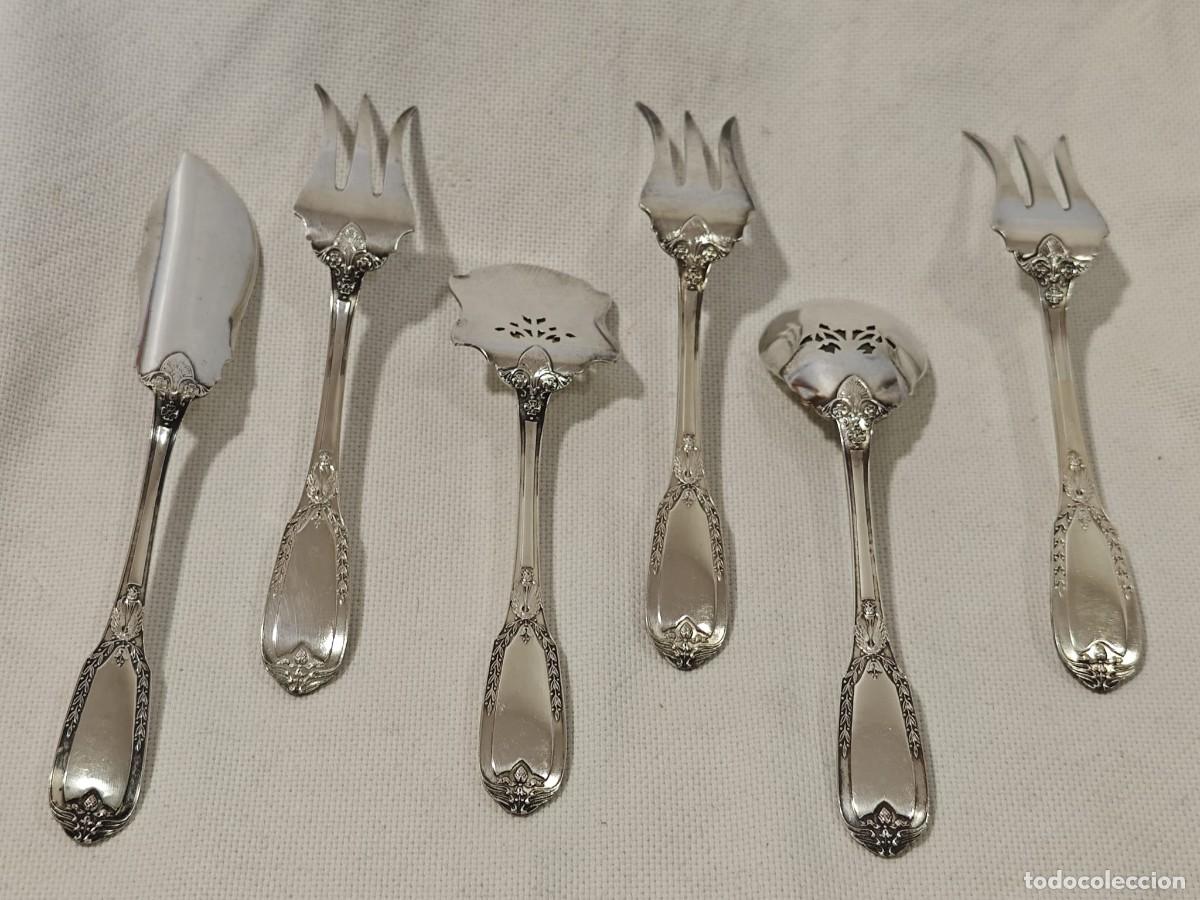Antig&uuml;edades: 6 cubiertos servir plata francesa - Foto 4