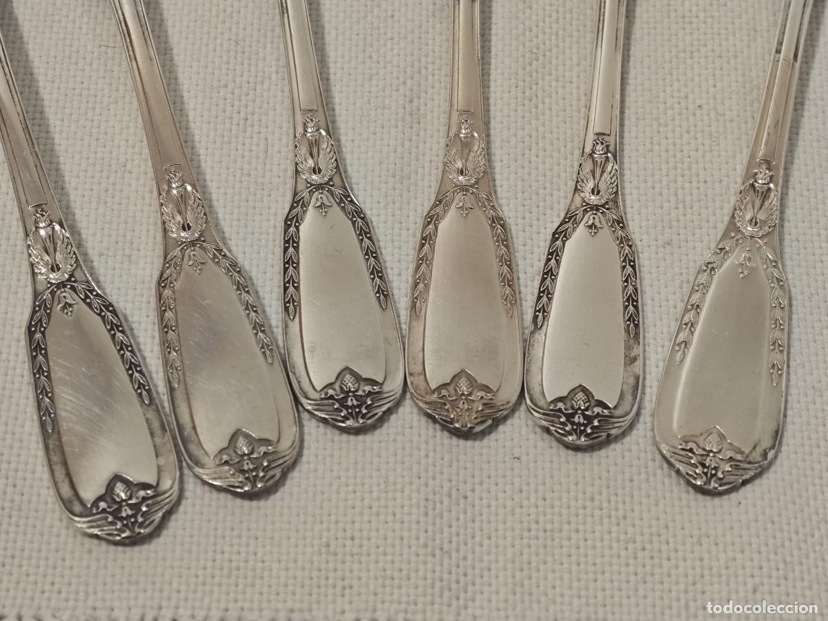 Antig&uuml;edades: 6 cubiertos servir plata francesa - Foto 5