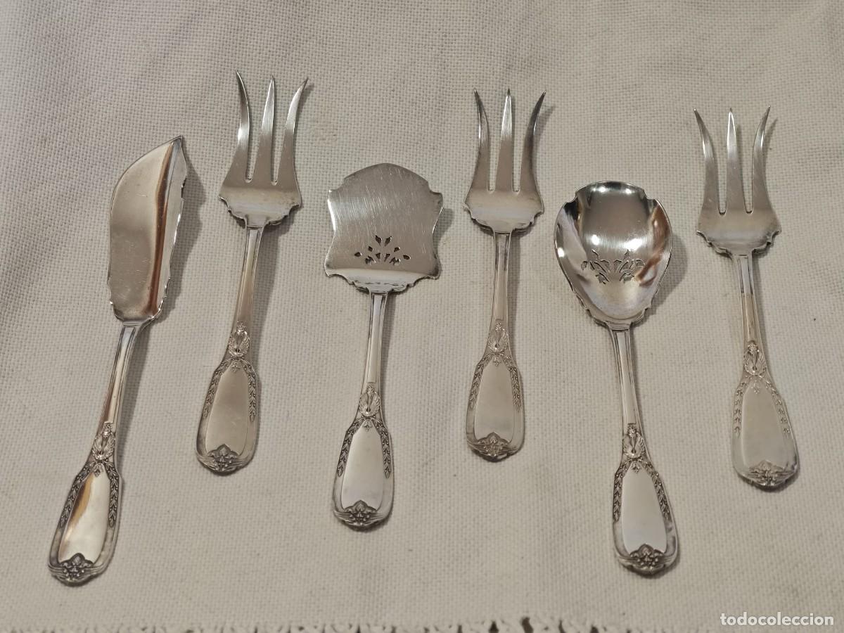 Antig&uuml;edades: 6 cubiertos servir plata francesa - Foto 7
