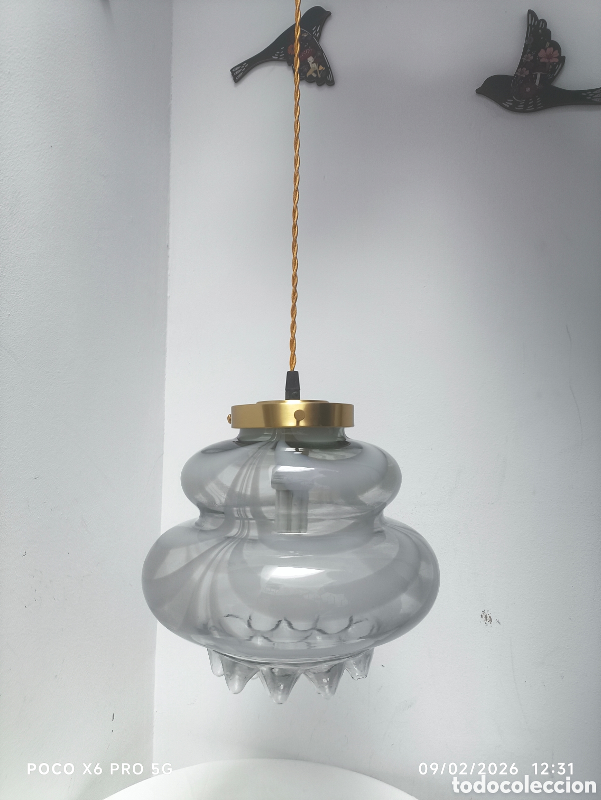 Antig&uuml;edades: Lampara vintage cristal Murano - Foto 2