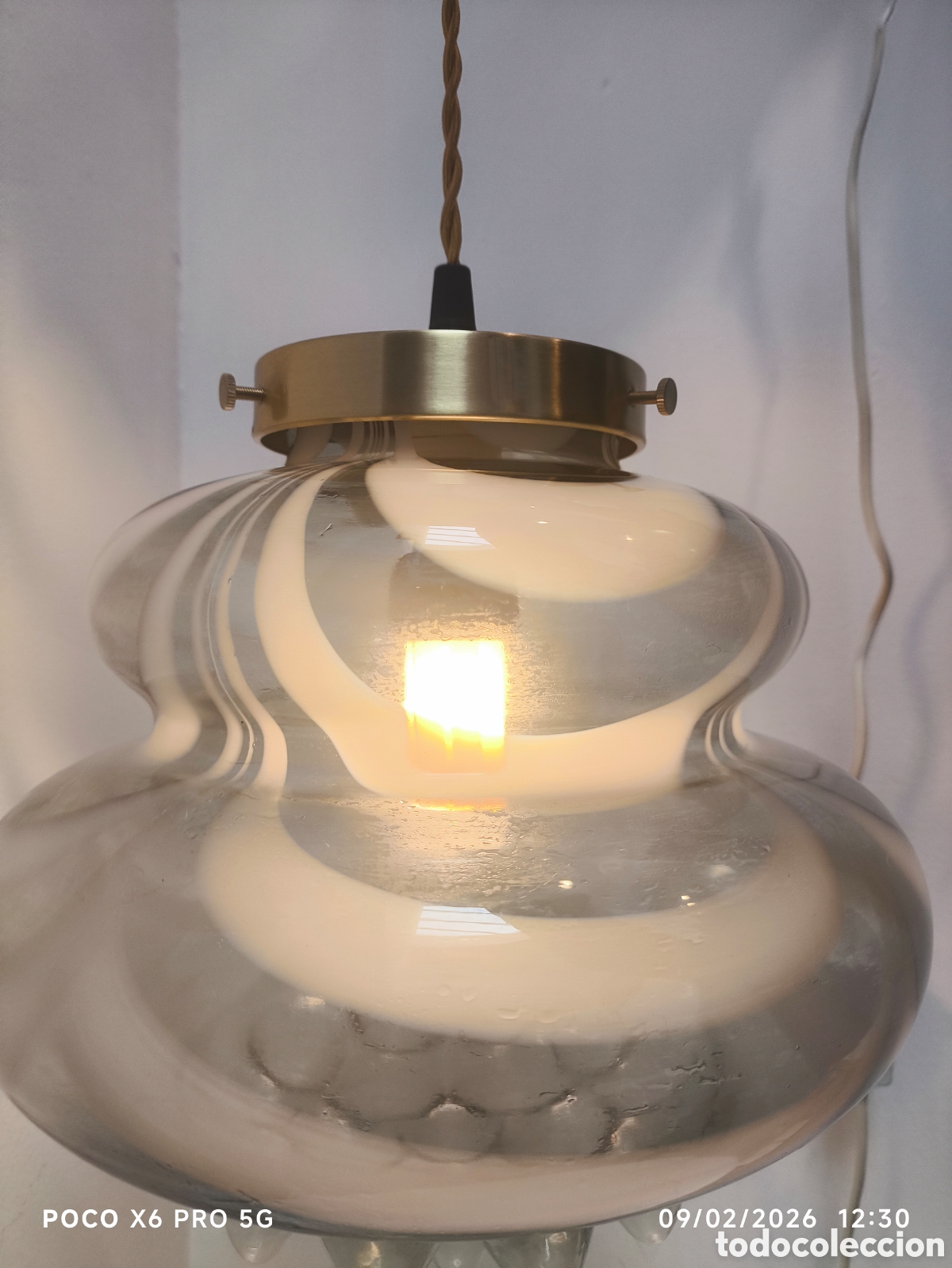 Antig&uuml;edades: Lampara vintage cristal Murano - Foto 6