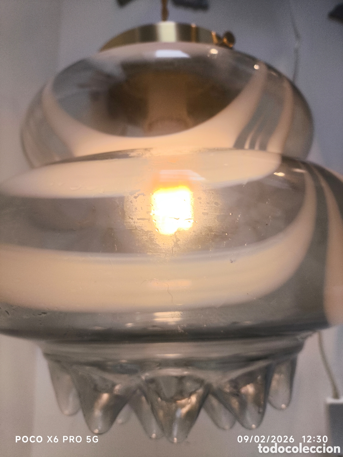 Antig&uuml;edades: Lampara vintage cristal Murano - Foto 7