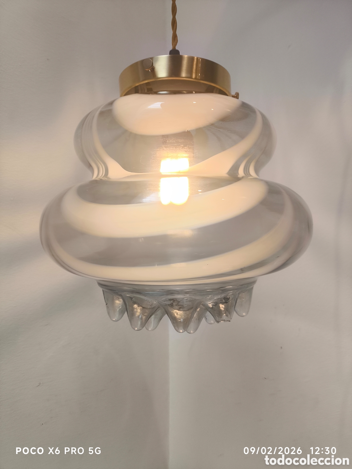 Antig&uuml;edades: Lampara vintage cristal Murano - Foto 12