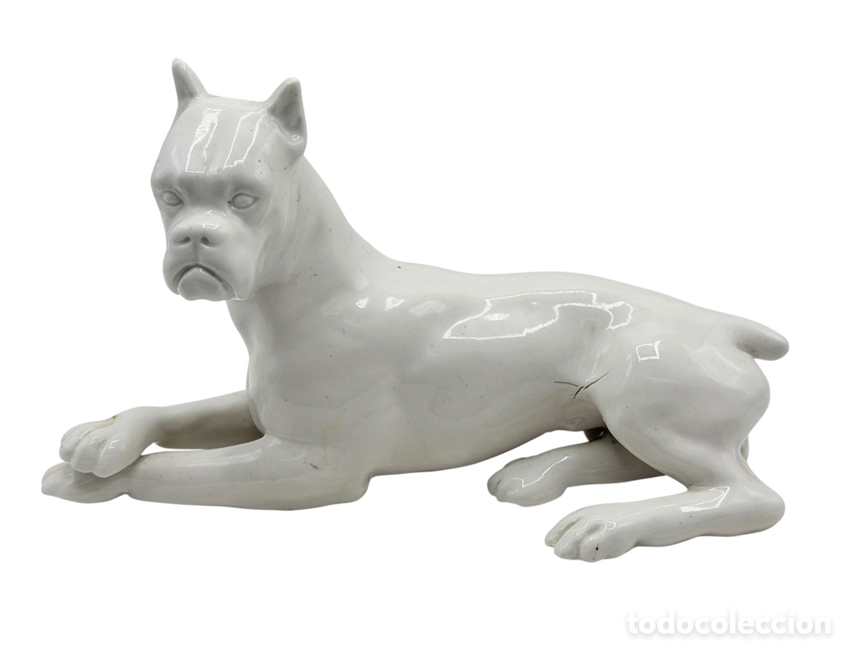 Antig&uuml;edades: Antigua Figura de Perro de Porcelana