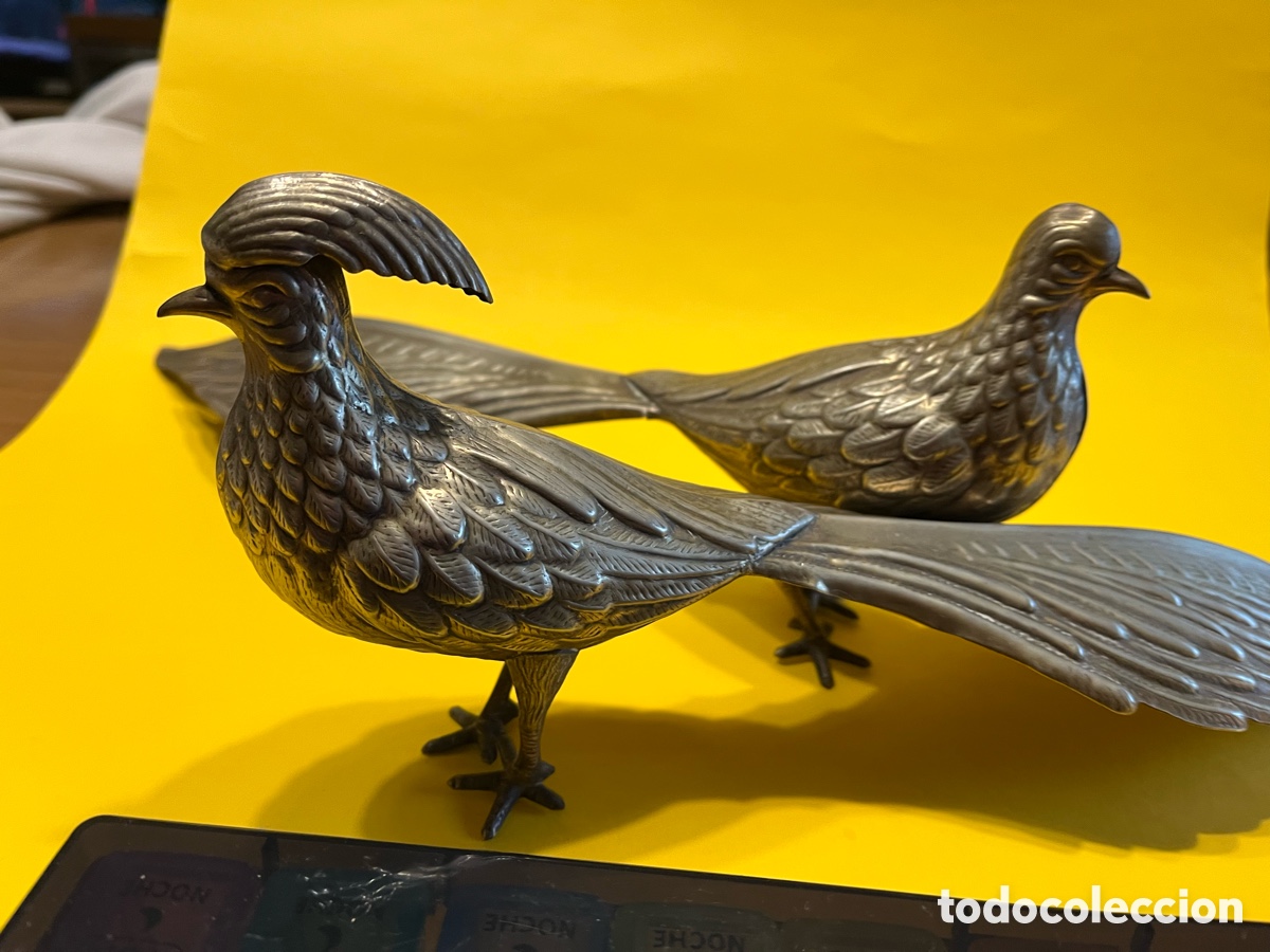 Antig&uuml;edades: Pareja de faisanes en alpaca - Foto 1