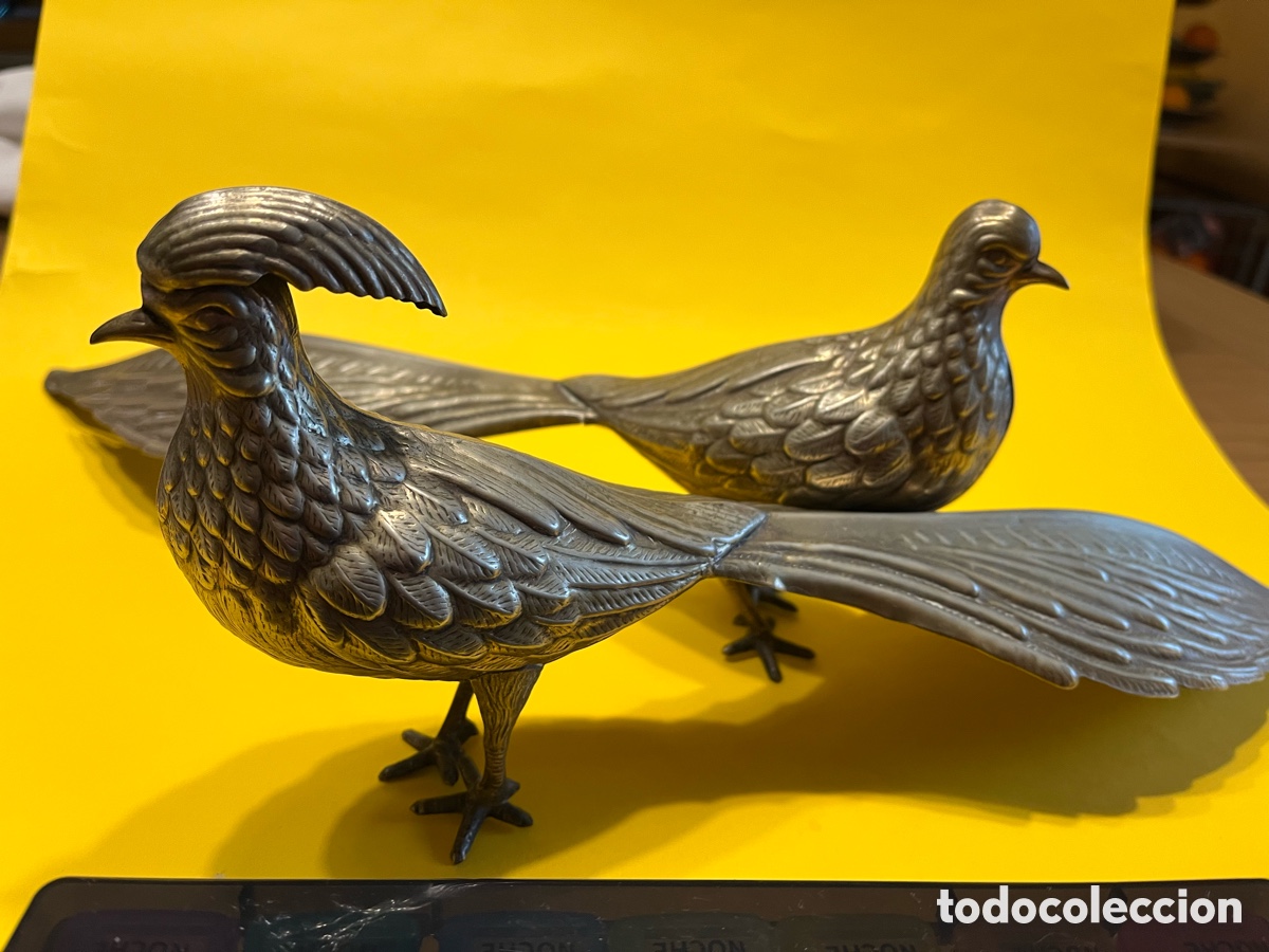 Antig&uuml;edades: Pareja de faisanes en alpaca - Foto 2