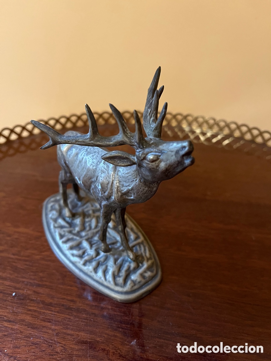 Antig&uuml;edades: Figura de ciervo en alpaca - Foto 2