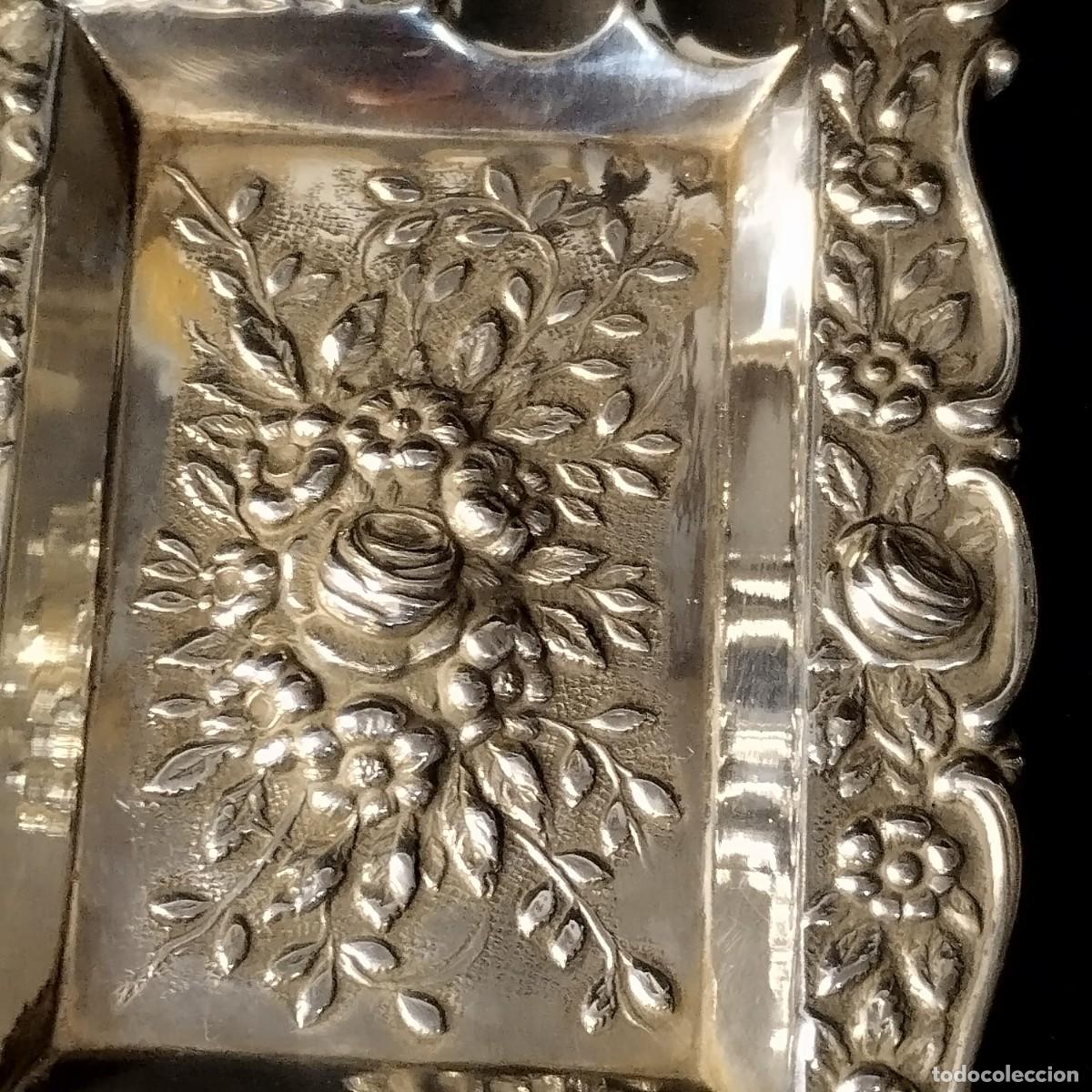 Antig&uuml;edades: CENICERO FLORAL PLATA - Foto 2