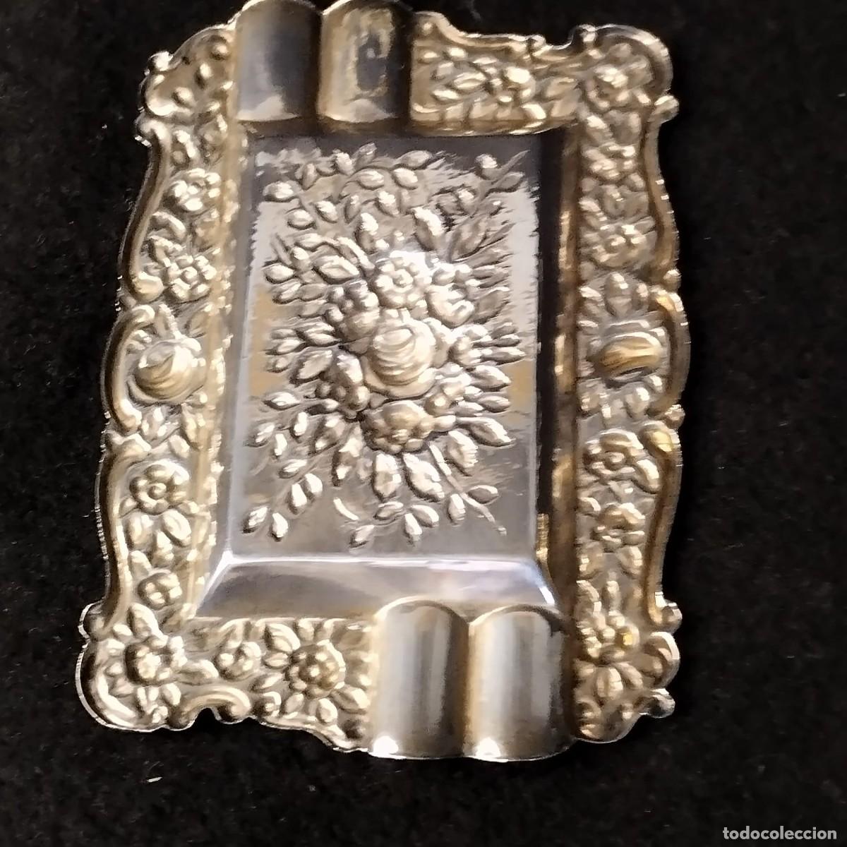 Antig&uuml;edades: CENICERO FLORAL PLATA - Foto 4