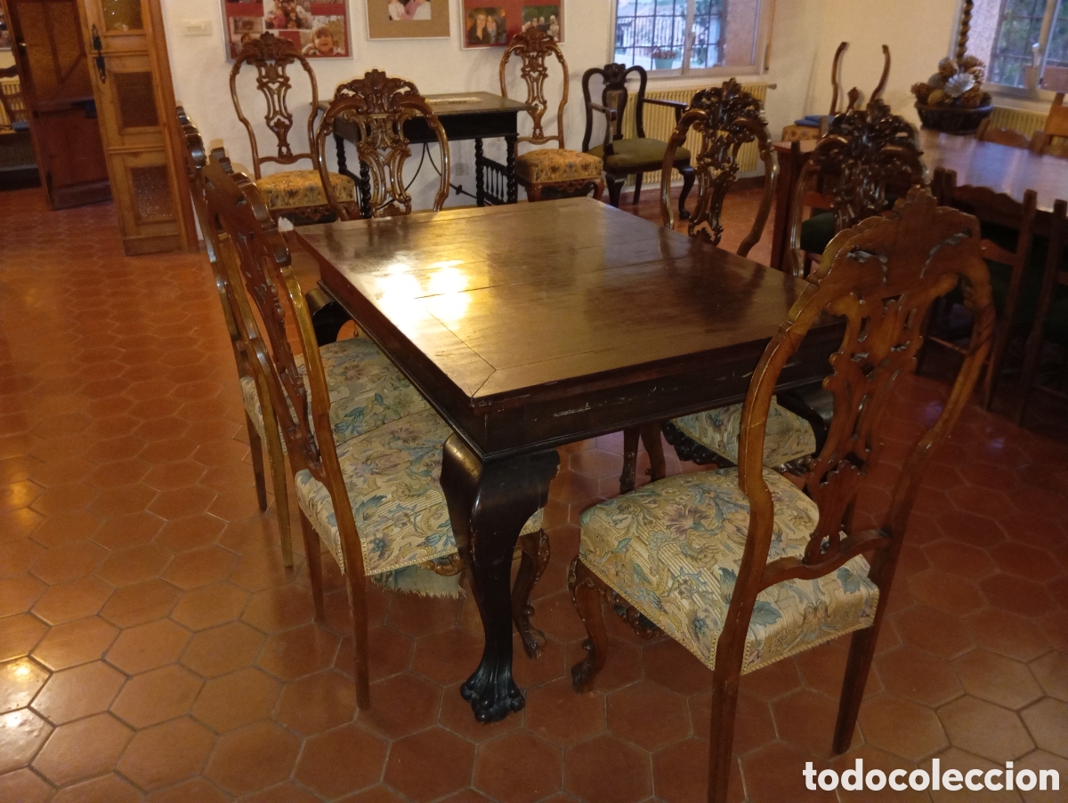 Antig&uuml;edades: Comedor siglo XIX. Mesa y sillas - Foto 1
