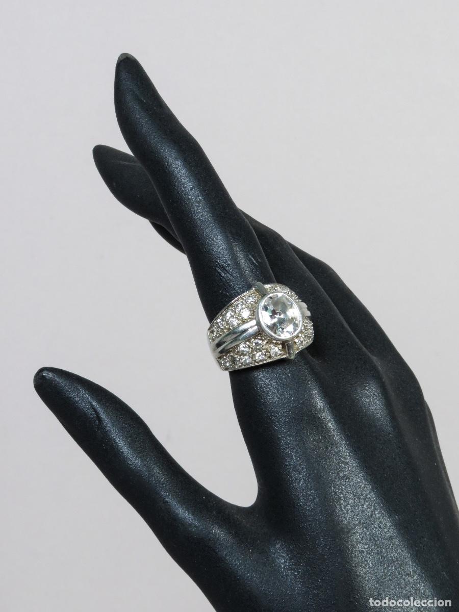 Antig&uuml;edades: Anillo en plata de ley con circonitas punzonada 925 - Foto 1
