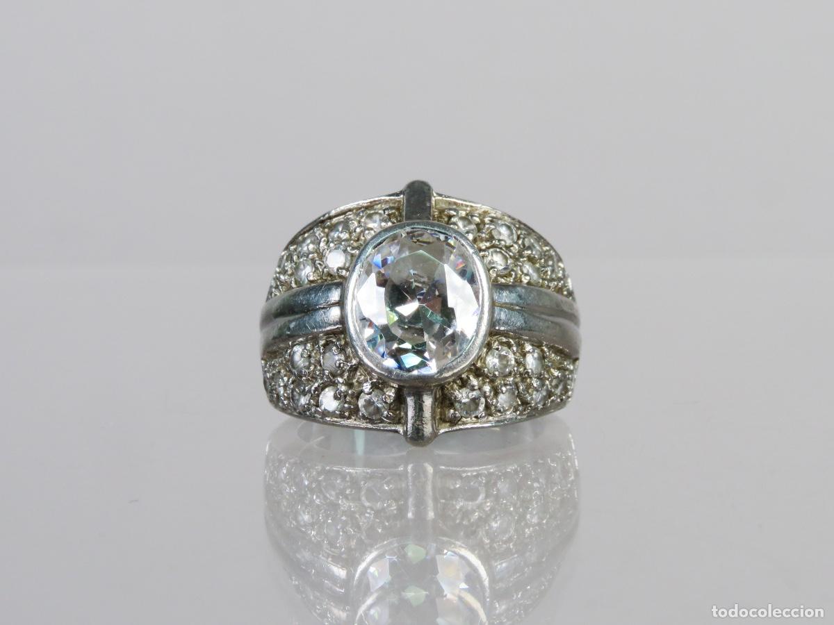 Antig&uuml;edades: Anillo en plata de ley con circonitas punzonada 925 - Foto 2