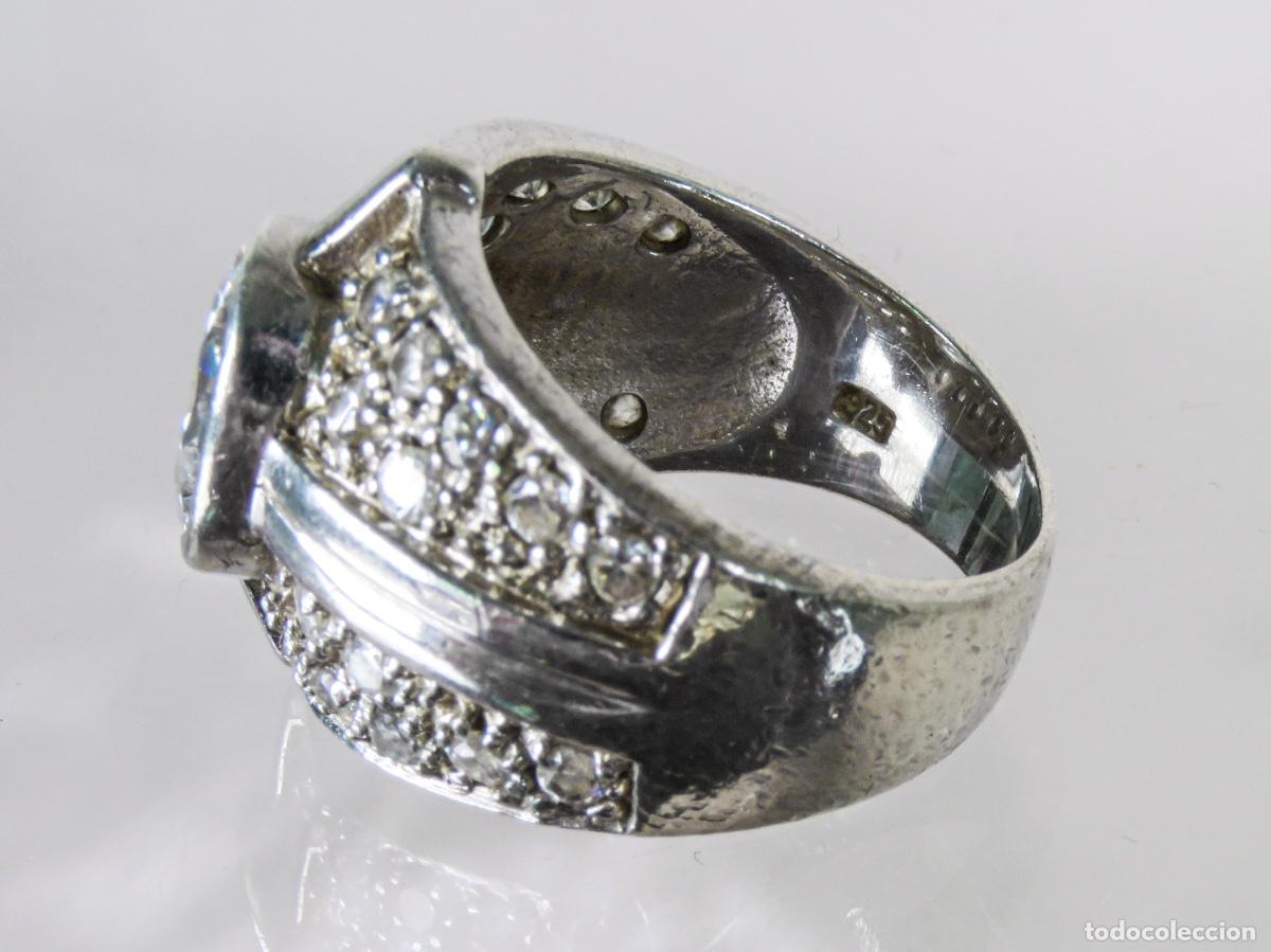 Antig&uuml;edades: Anillo en plata de ley con circonitas punzonada 925 - Foto 6