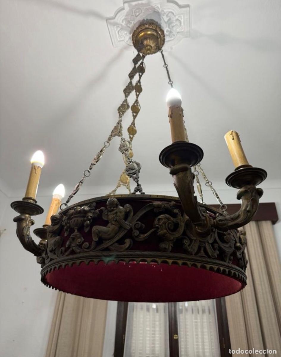 Antig&uuml;edades: L&aacute;mpara antigua bronce - Foto 1