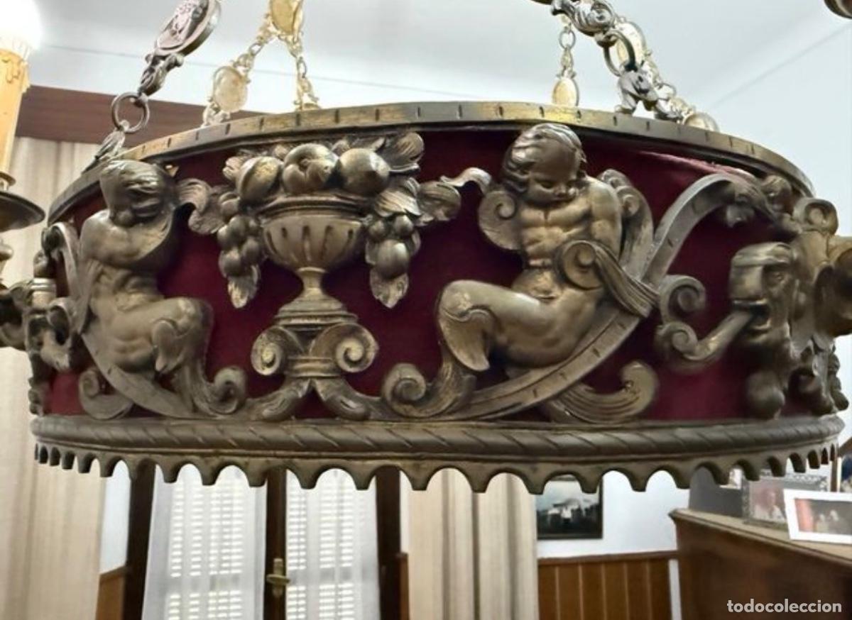 Antig&uuml;edades: L&aacute;mpara antigua bronce - Foto 2