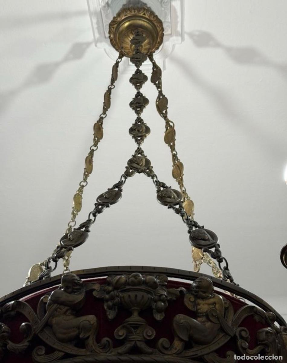 Antig&uuml;edades: L&aacute;mpara antigua bronce - Foto 4
