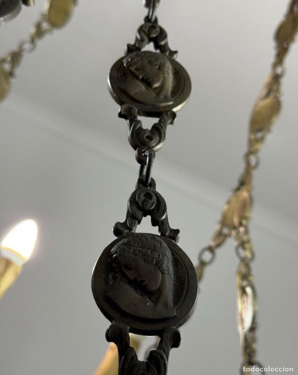 Antig&uuml;edades: L&aacute;mpara antigua bronce - Foto 6